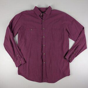Patagonia Long Sleeve Casual Shirt Men's Size L Plaid Magenta Button Up Cotton.